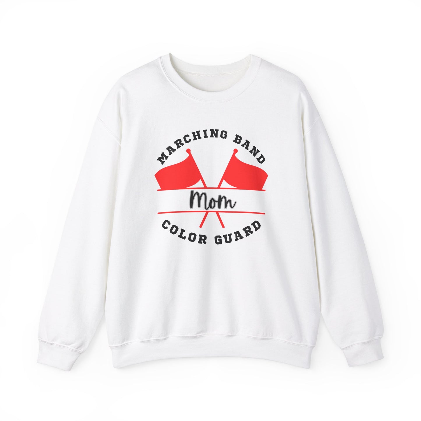 Marching Band Color Guard Mom Unisex Heavy Blend™ Crewneck Sweatshirt in White and Sport Gray