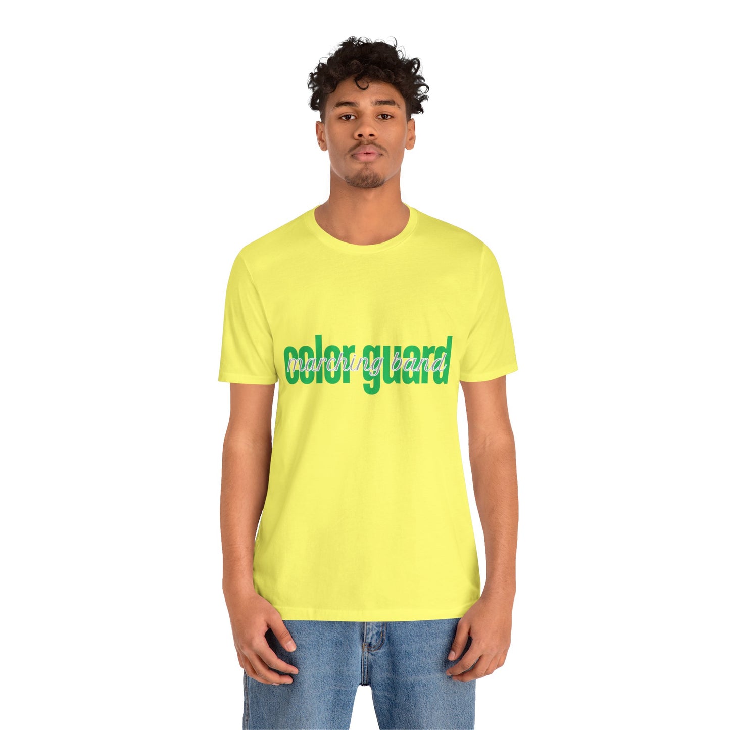 Marching Band Color Guard Green Short Letters Flag Saber Unisex Jersey Short Sleeve Tee