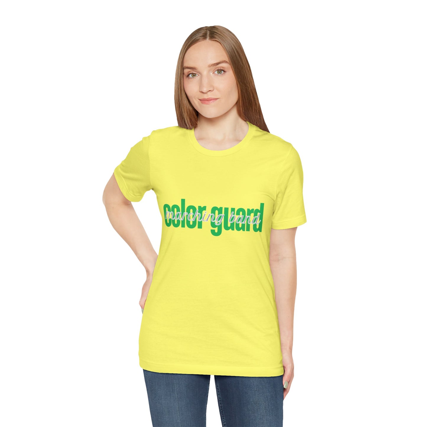 Marching Band Color Guard Green Short Letters Flag Saber Unisex Jersey Short Sleeve Tee