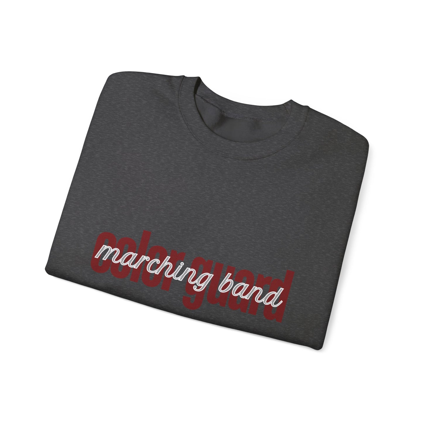 Marching Band Color Guard Maroon Lowercase Font Unisex Crewneck Sweatshirt Flag Saber Rifle