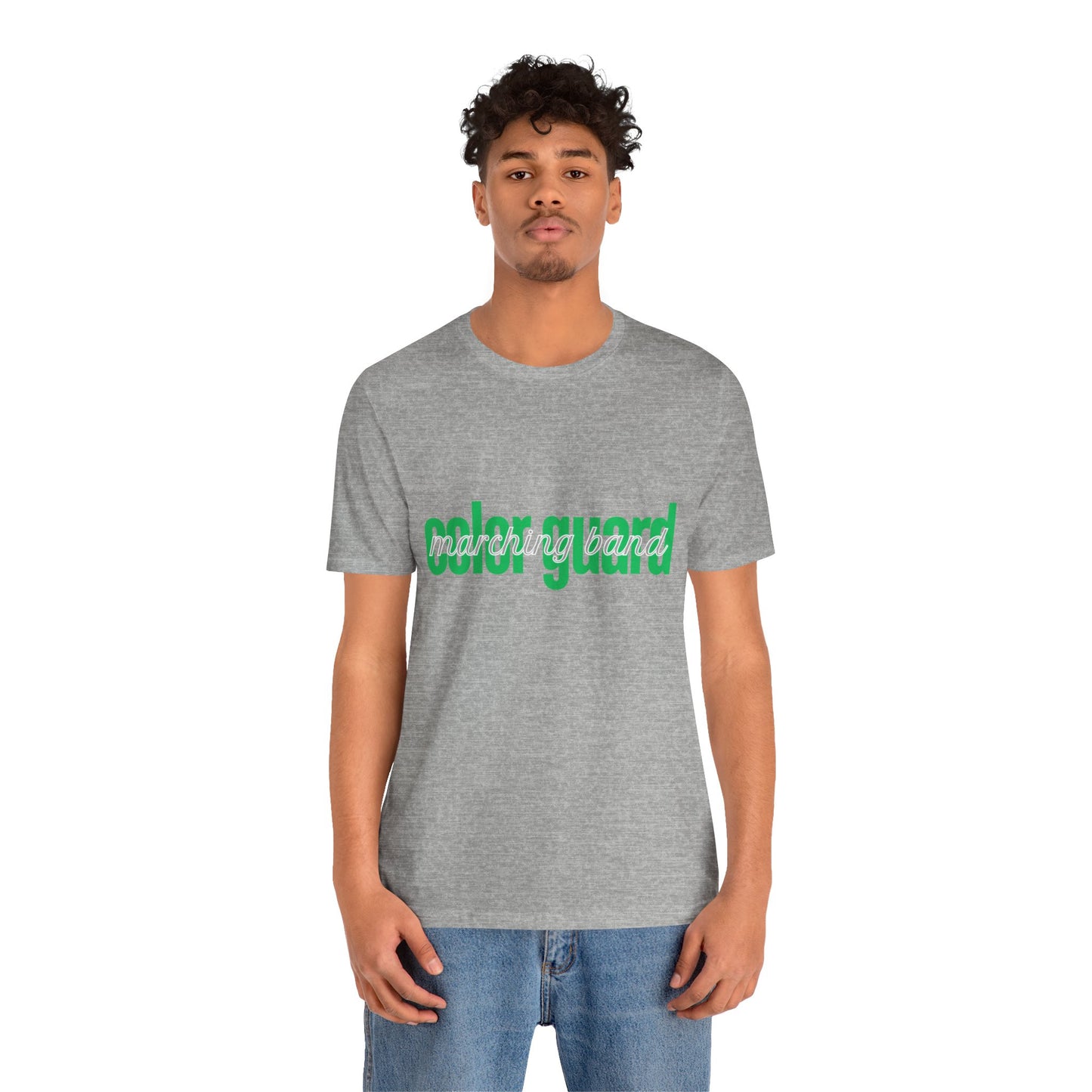 Marching Band Color Guard Green Short Letters Flag Saber Unisex Jersey Short Sleeve Tee