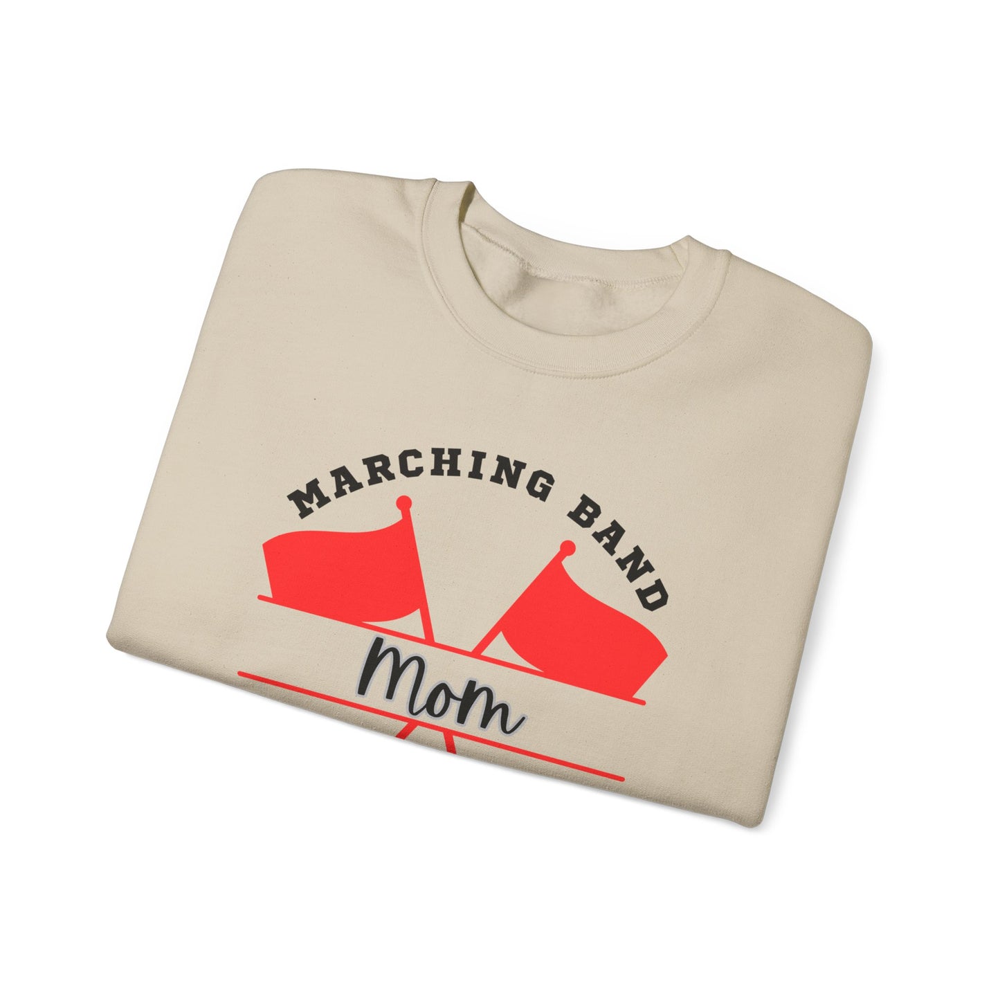 Marching Band Color Guard Mom Unisex Heavy Blend™ Crewneck Sweatshirt in White and Sport Gray