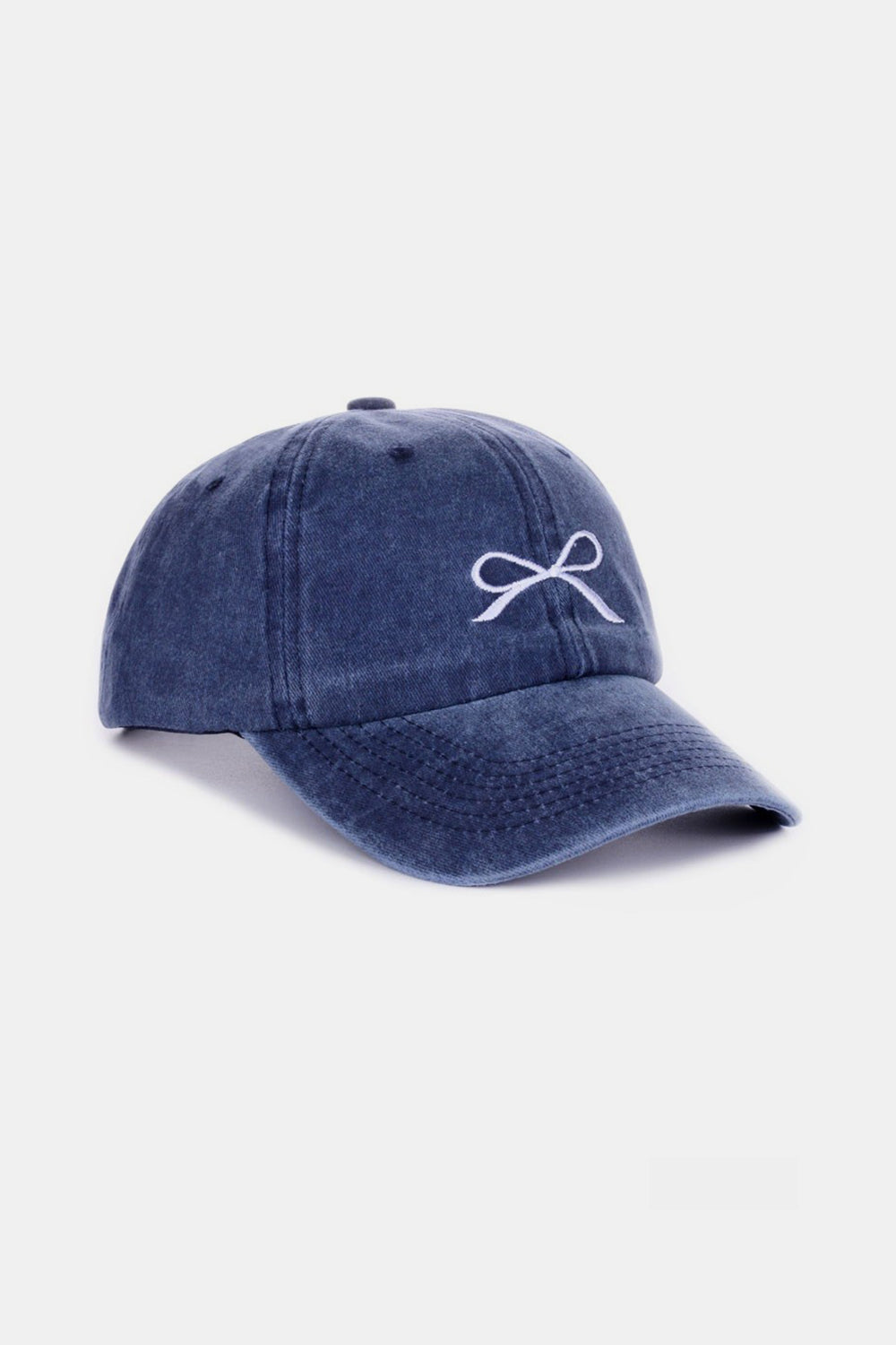 Zenana Bow Embroidered Texture Washed Cotton Caps