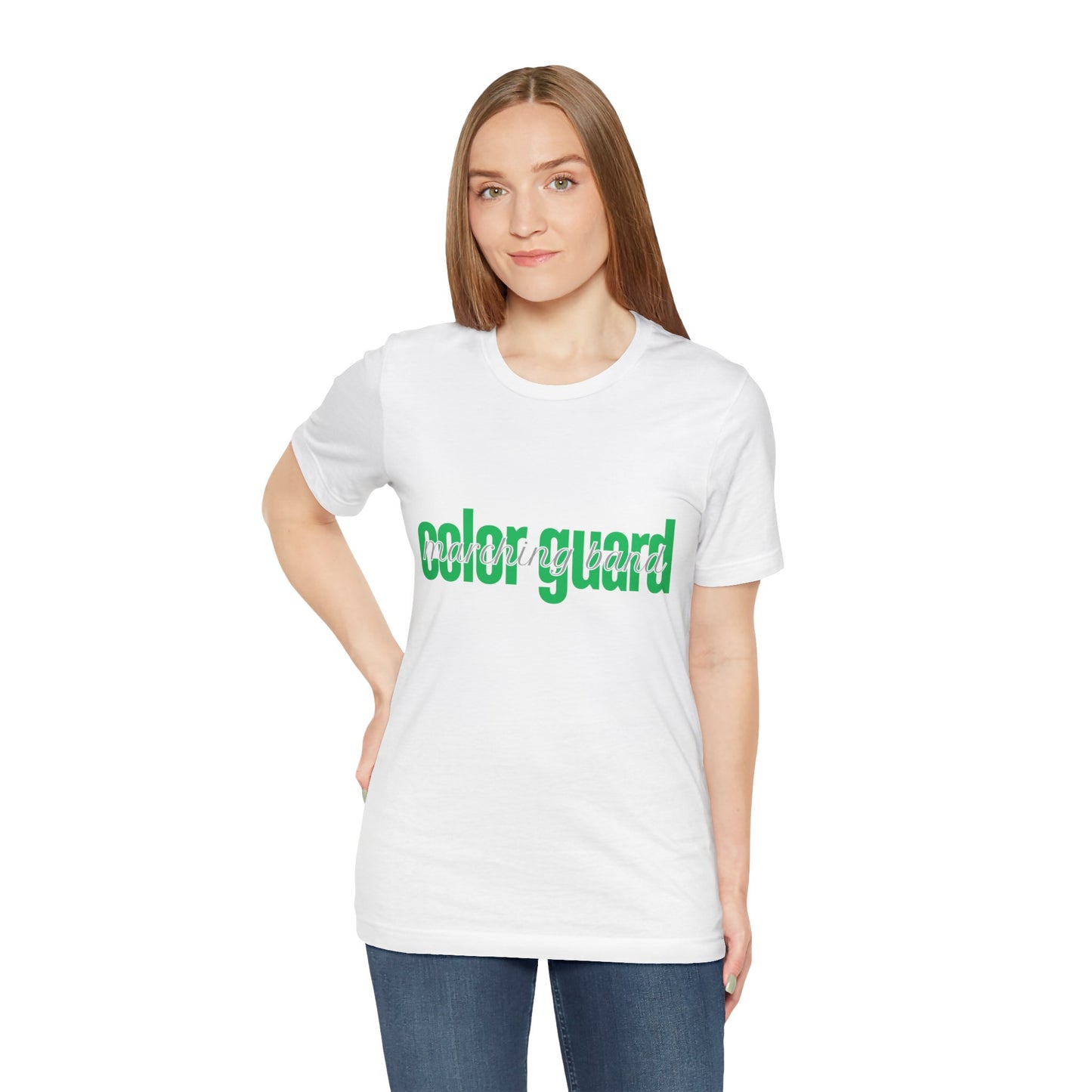 Marching Band Color Guard Green Short Letters Flag Saber Unisex Jersey Short Sleeve Tee