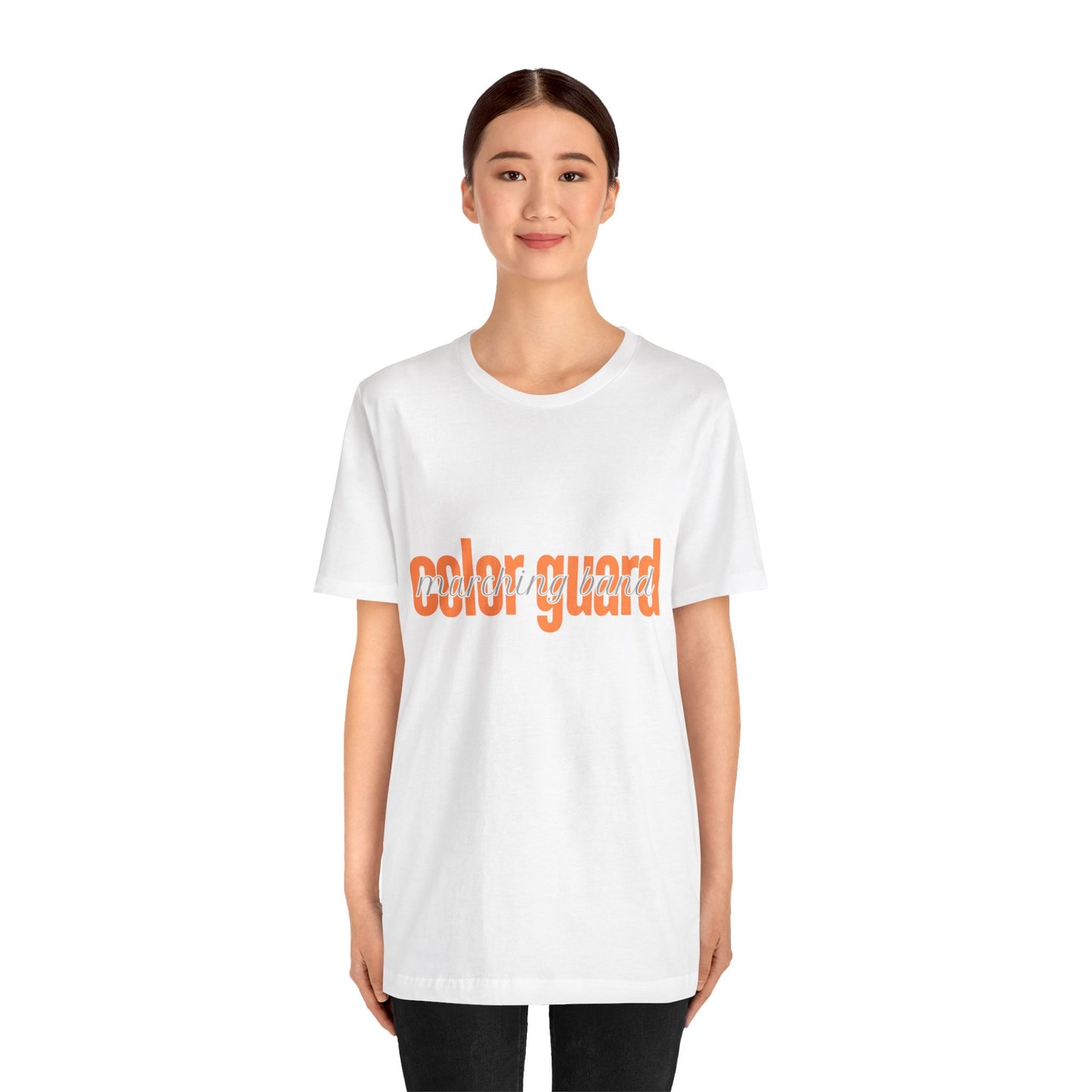 Marching Band Color Guard Orange Short Letters Flag Saber Unisex Jersey Short Sleeve Tee