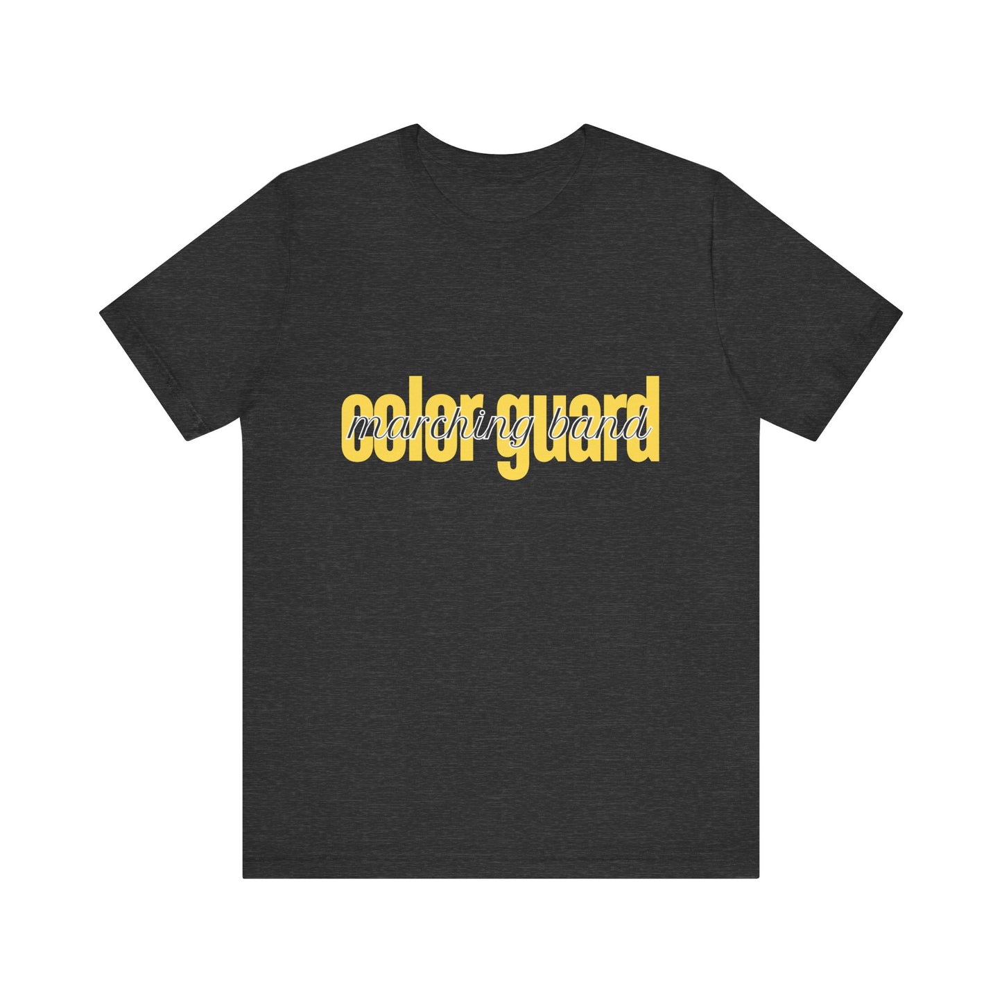 Marching Band Color Guard Yellow Short Letters Flag Saber Unisex Jersey Short Sleeve Tee