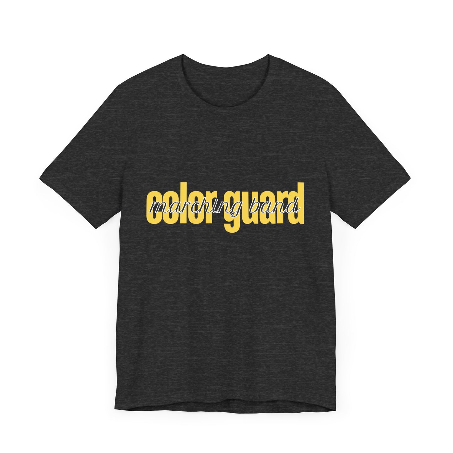 Marching Band Color Guard Yellow Short Letters Flag Saber Unisex Jersey Short Sleeve Tee