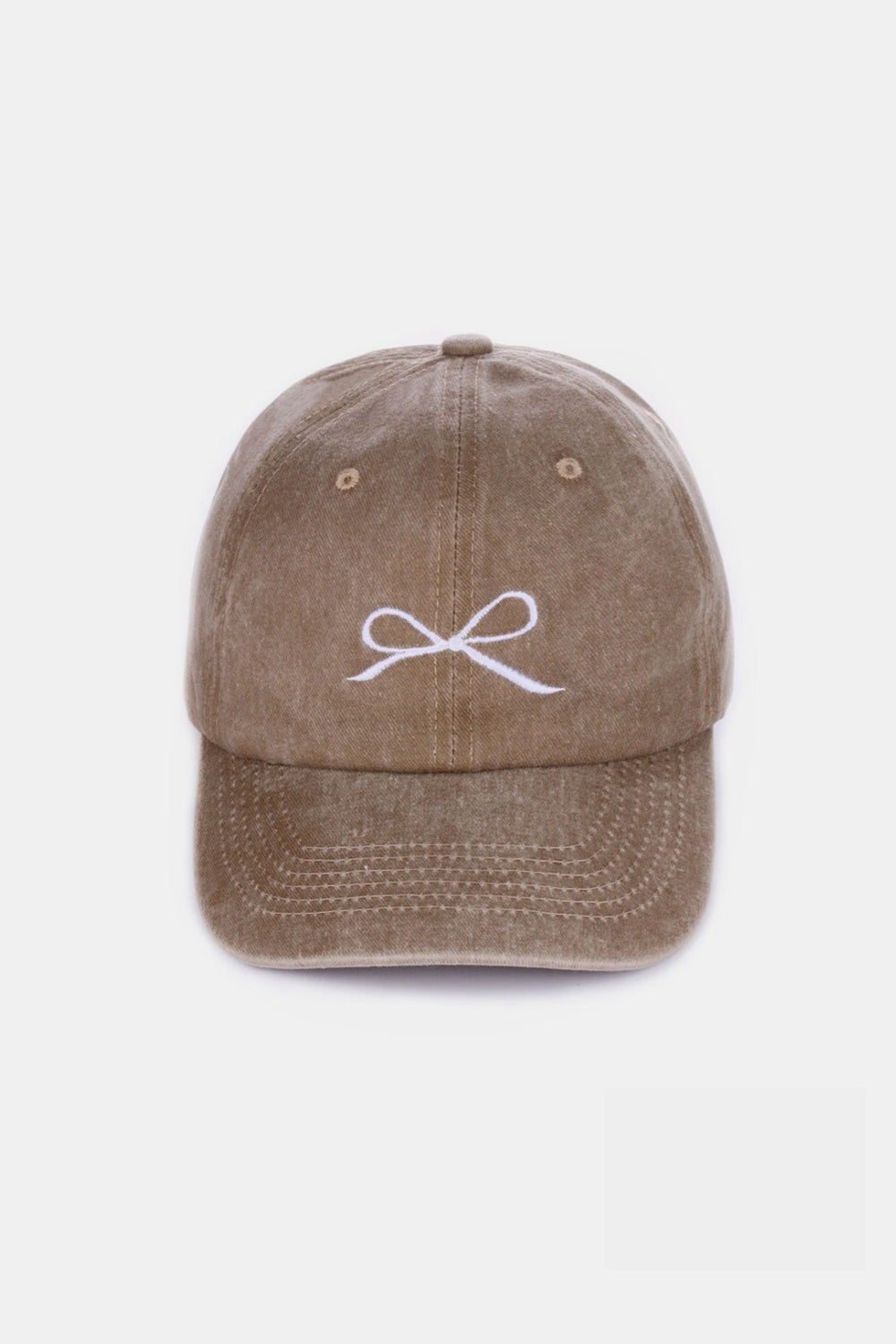 Zenana Bow Embroidered Texture Washed Cotton Caps