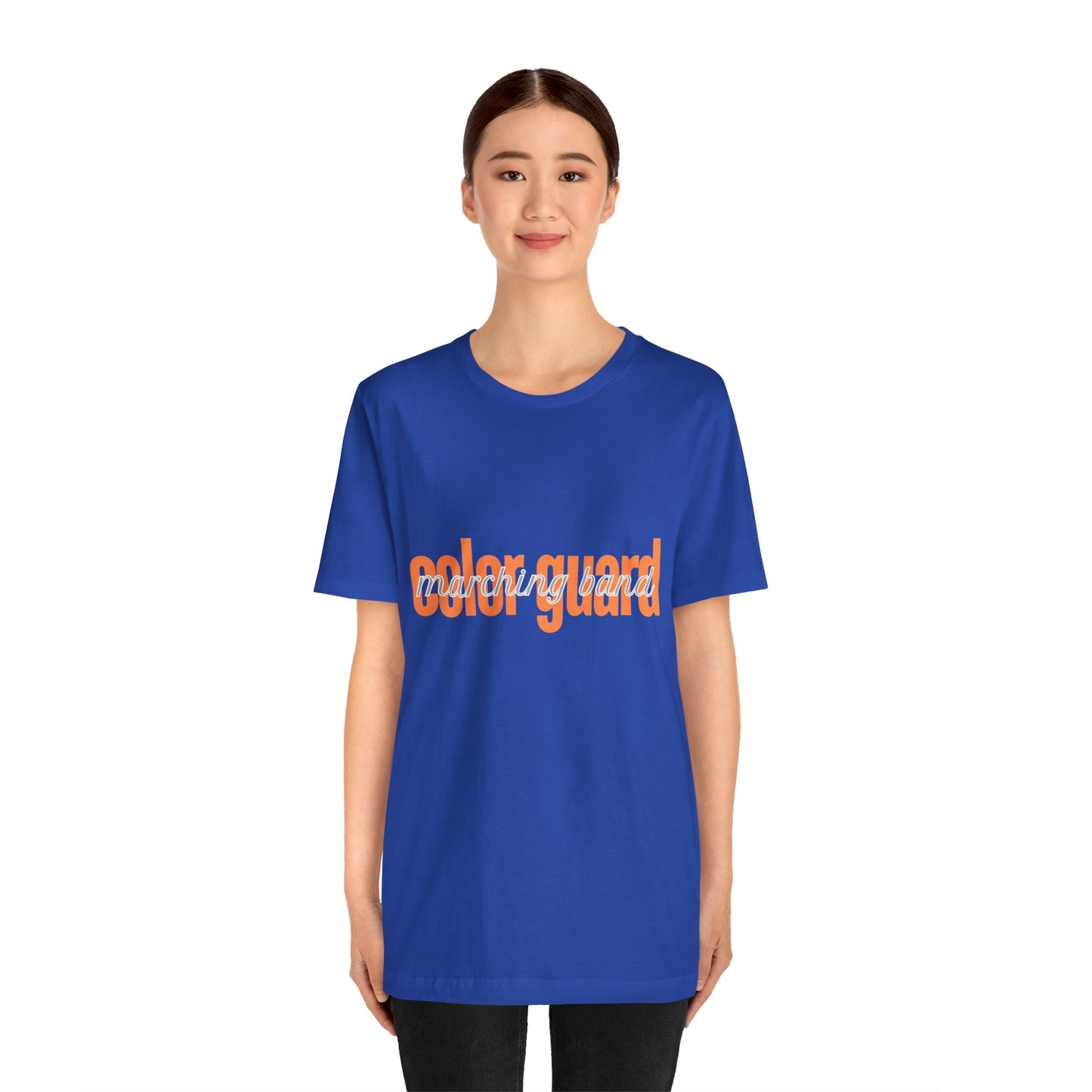 Marching Band Color Guard Orange Short Letters Flag Saber Unisex Jersey Short Sleeve Tee