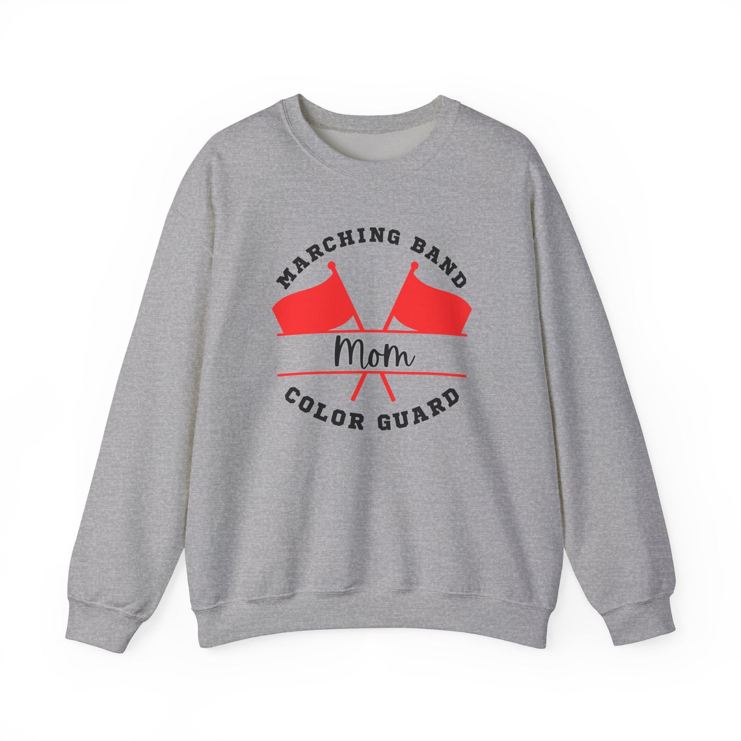 Marching Band Color Guard Mom Unisex Heavy Blend™ Crewneck Sweatshirt in White and Sport Gray