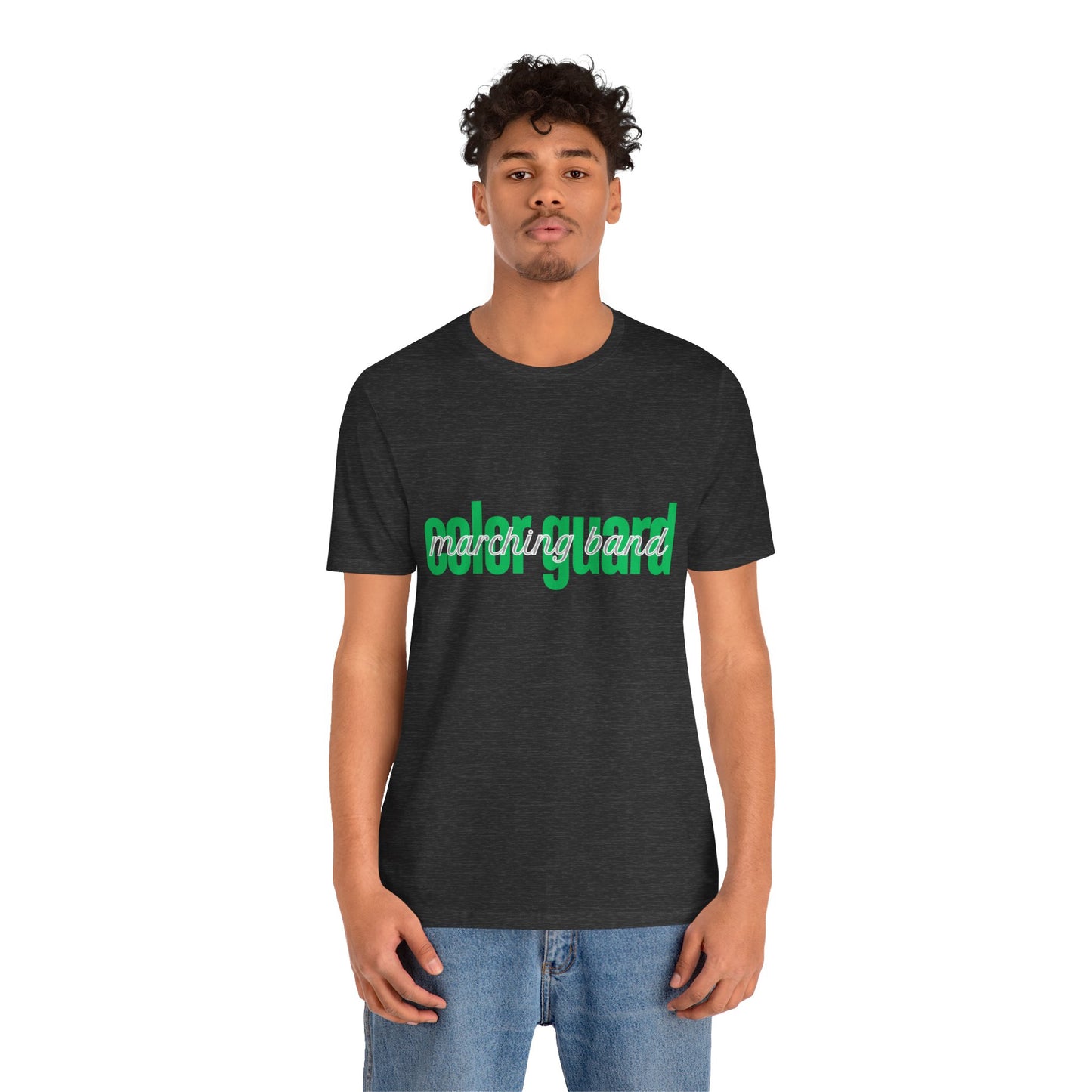 Marching Band Color Guard Green Short Letters Flag Saber Unisex Jersey Short Sleeve Tee