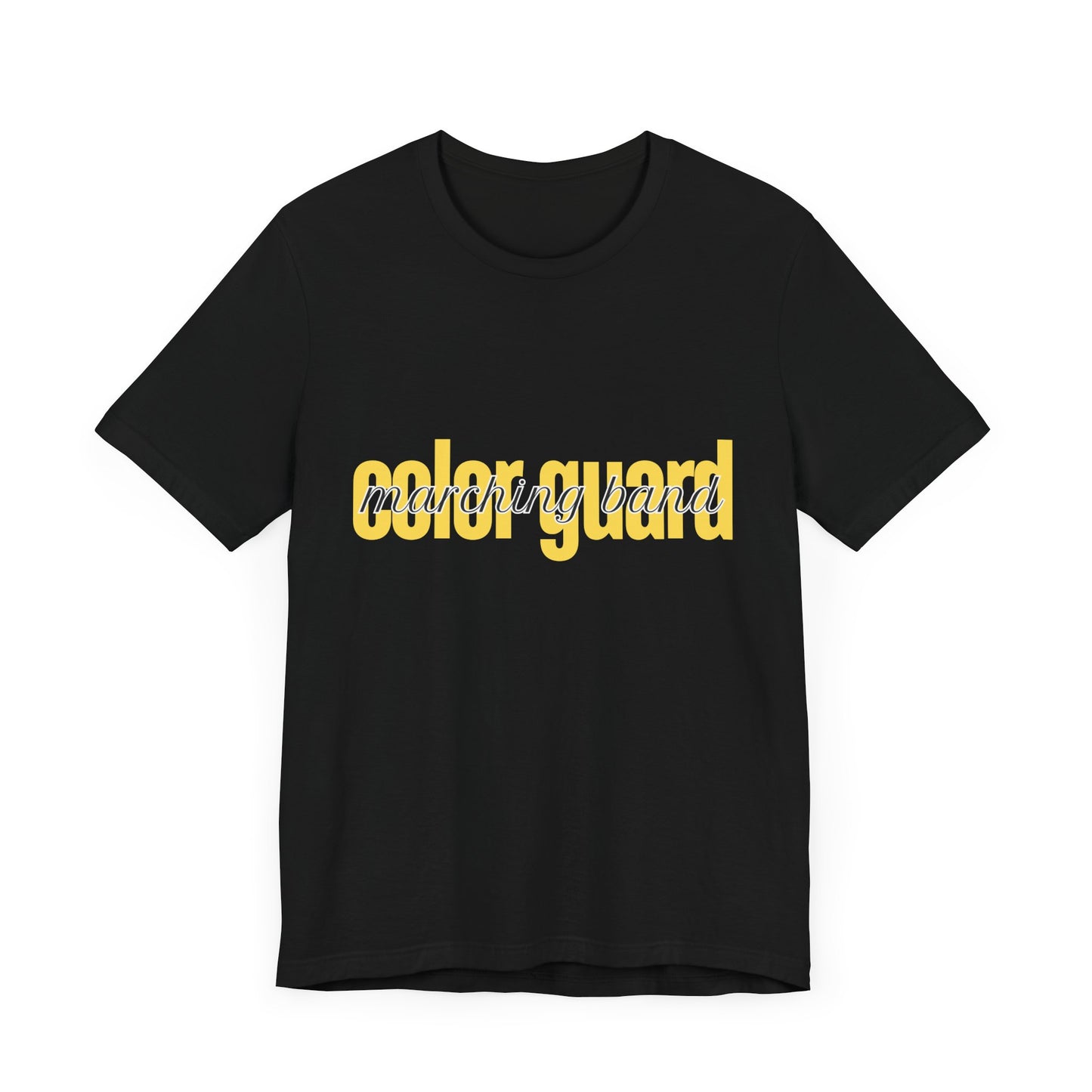 Marching Band Color Guard Yellow Short Letters Flag Saber Unisex Jersey Short Sleeve Tee