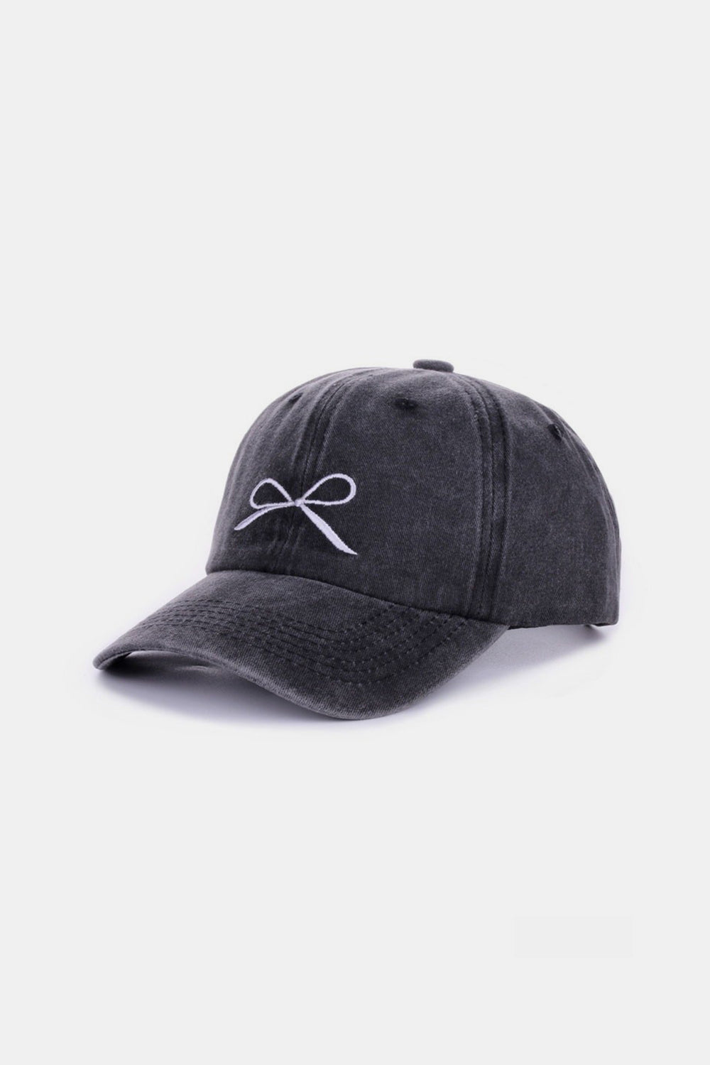 Zenana Bow Embroidered Texture Washed Cotton Caps