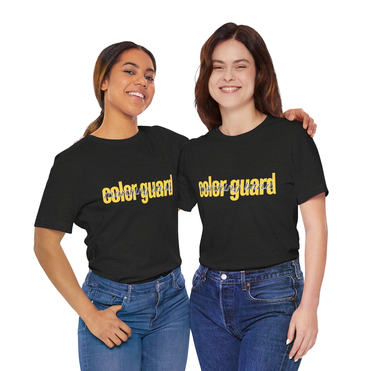 Marching Band Color Guard Yellow Short Letters Flag Saber Unisex Jersey Short Sleeve Tee