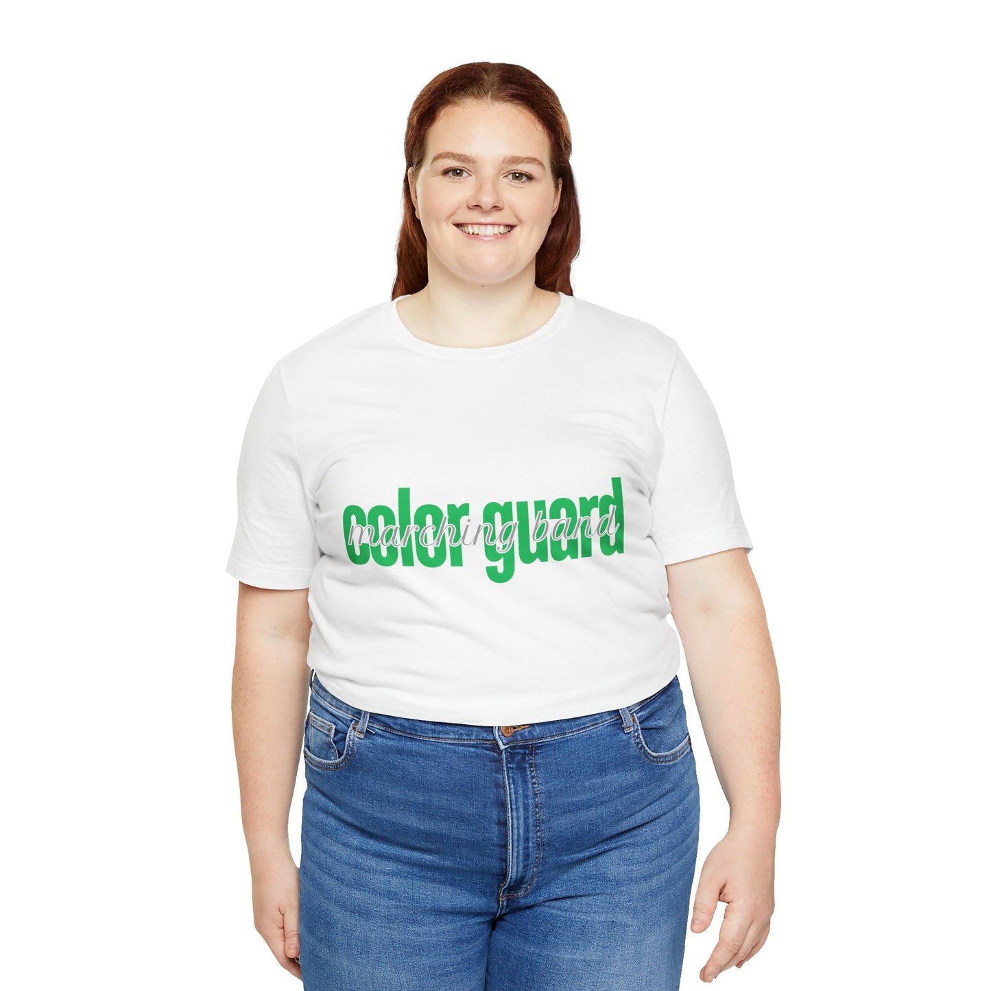 Marching Band Color Guard Green Short Letters Flag Saber Unisex Jersey Short Sleeve Tee