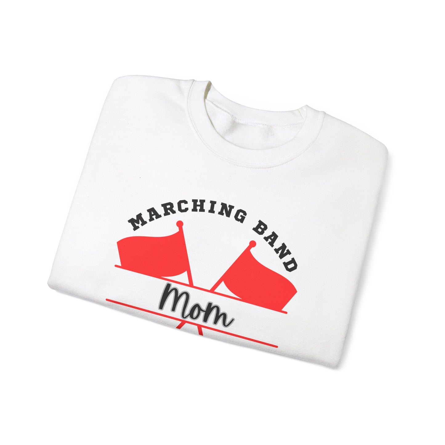 Marching Band Color Guard Mom Unisex Heavy Blend™ Crewneck Sweatshirt in White and Sport Gray