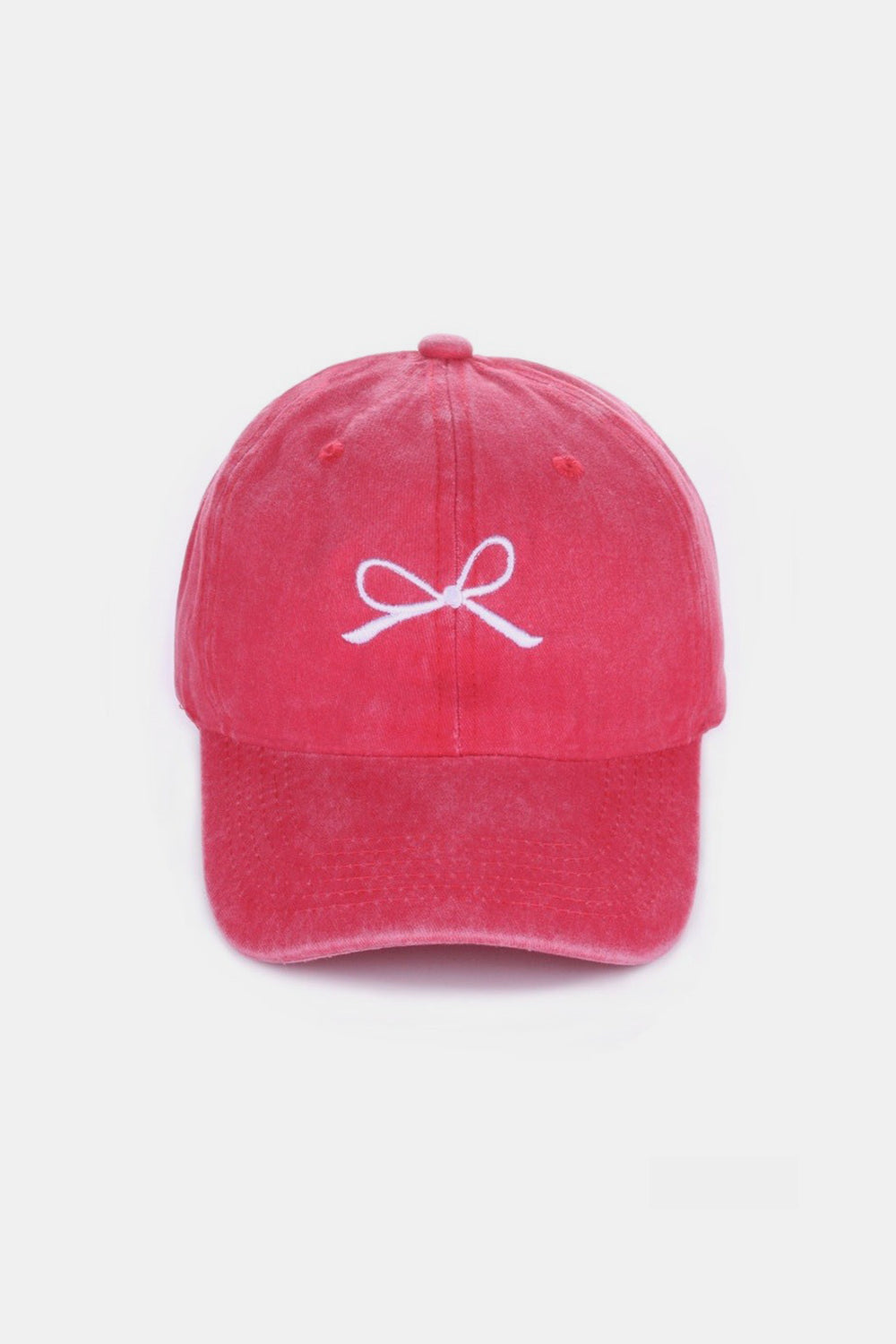 Zenana Bow Embroidered Texture Washed Cotton Caps