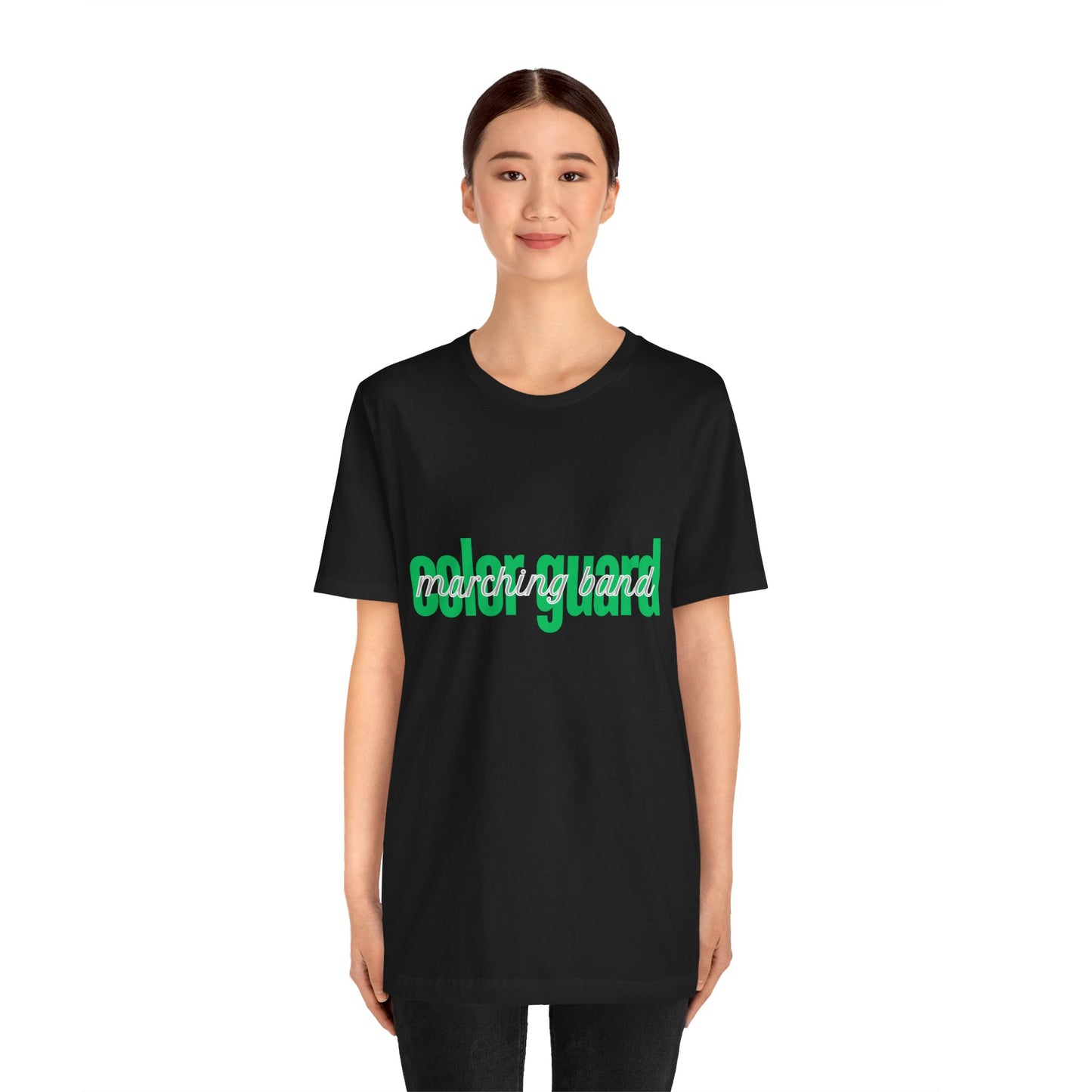 Marching Band Color Guard Green Short Letters Flag Saber Unisex Jersey Short Sleeve Tee