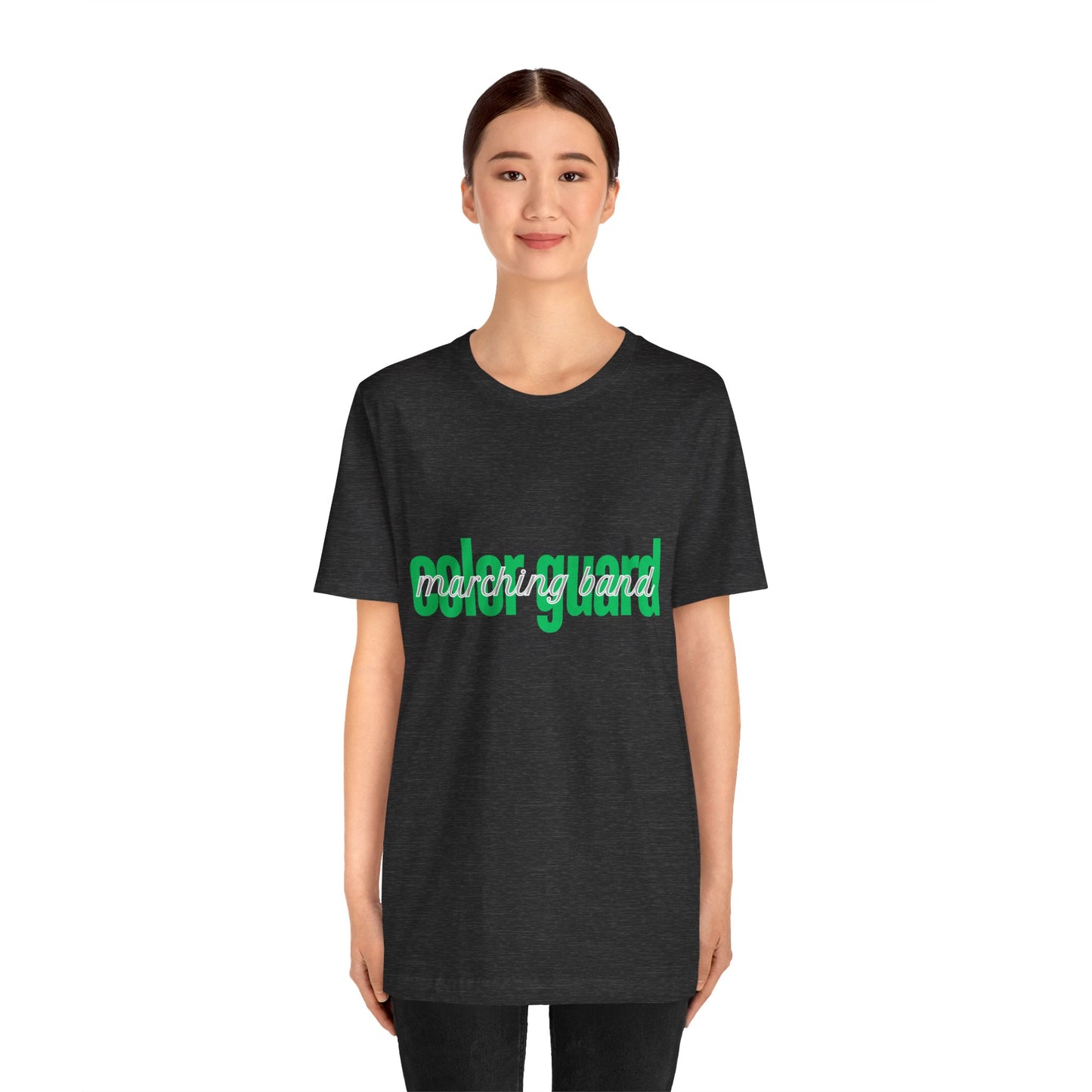 Marching Band Color Guard Green Short Letters Flag Saber Unisex Jersey Short Sleeve Tee