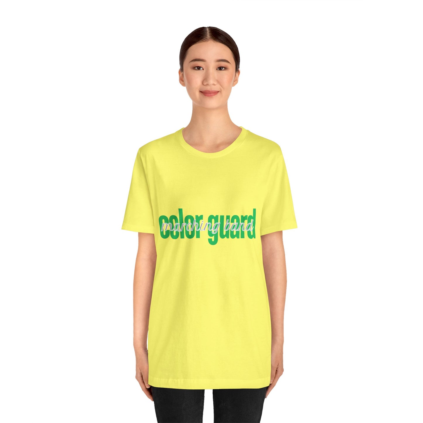 Marching Band Color Guard Green Short Letters Flag Saber Unisex Jersey Short Sleeve Tee