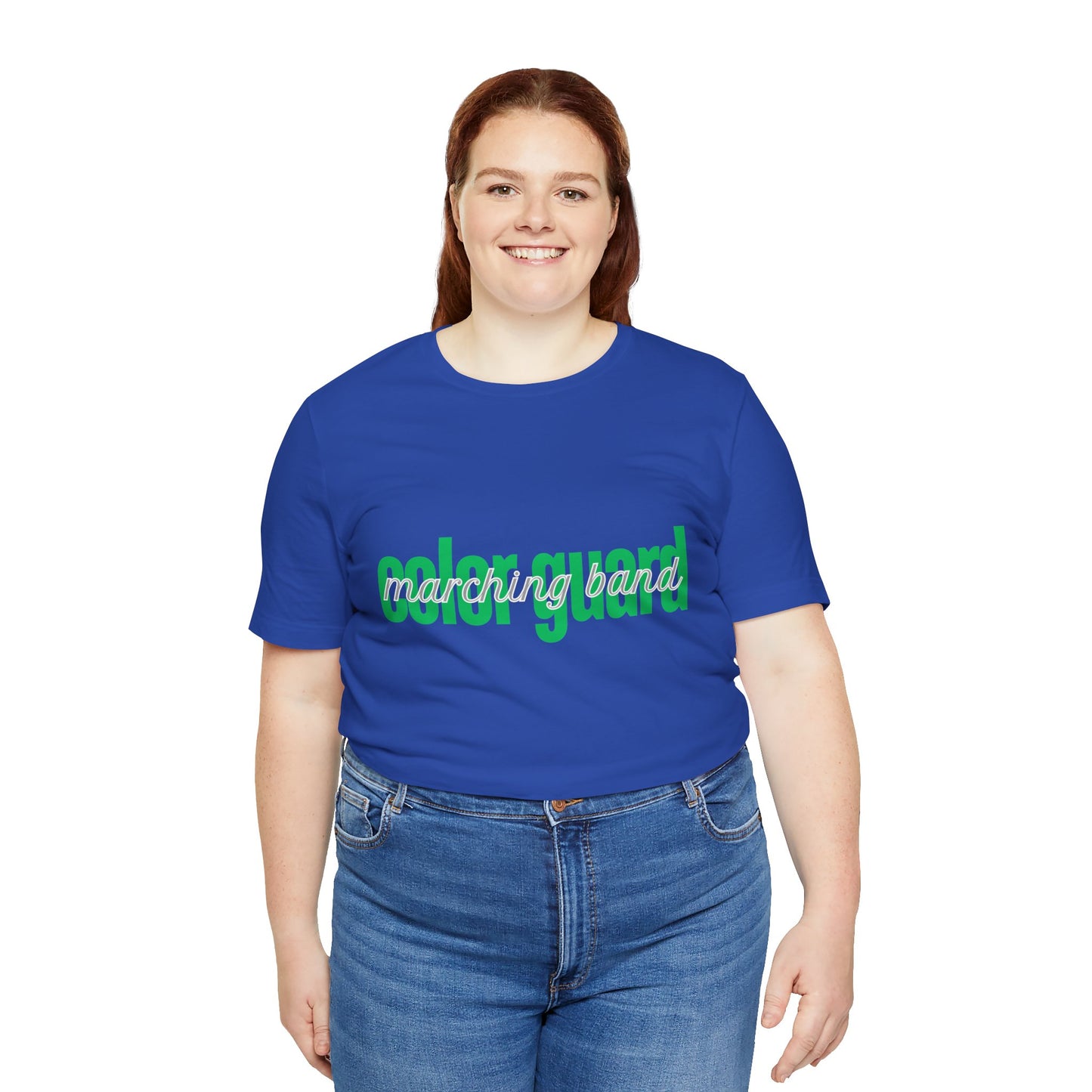 Marching Band Color Guard Green Short Letters Flag Saber Unisex Jersey Short Sleeve Tee