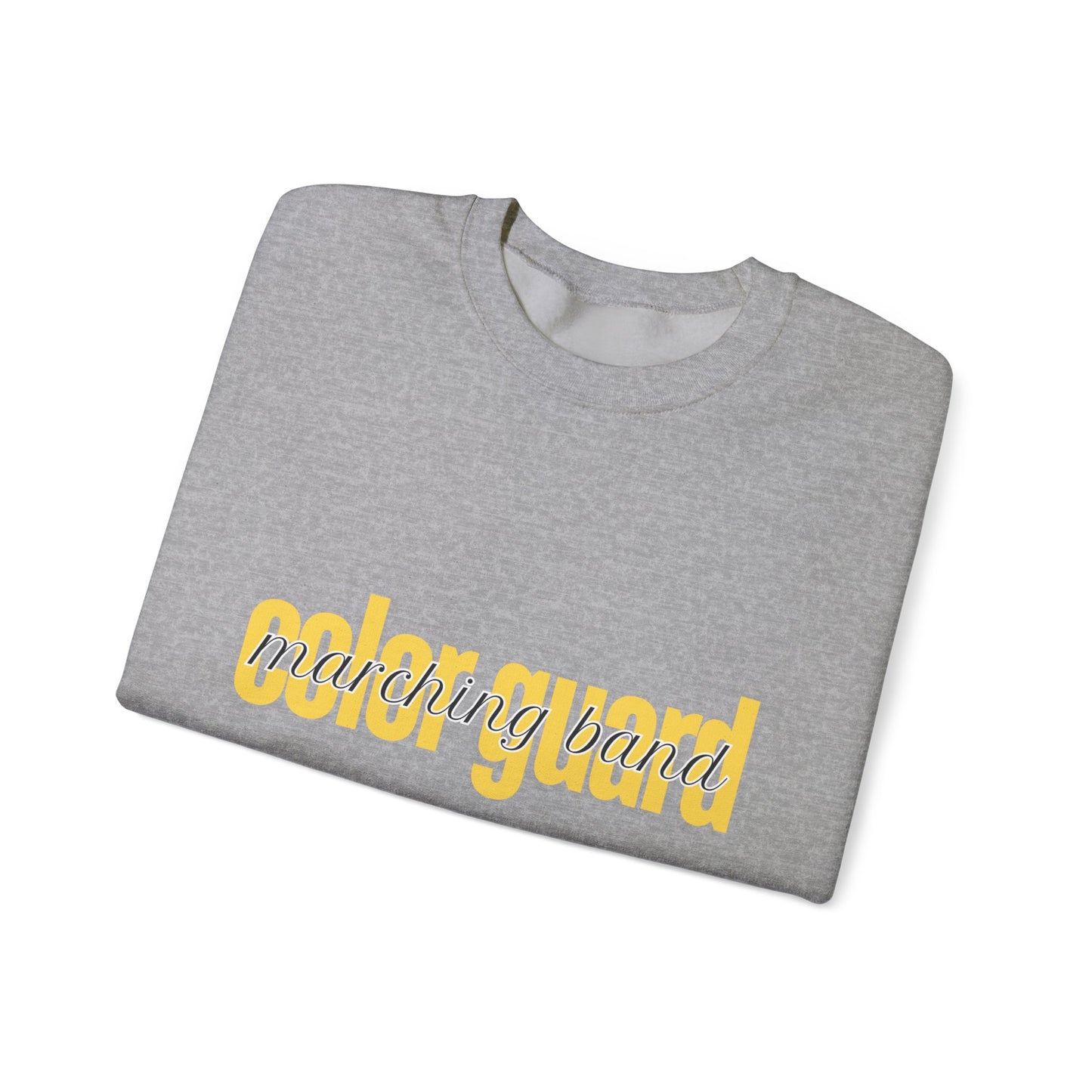 Marching Band Color Guard Yellow Lowercase Font Unisex Crewneck Sweatshirt Flag Saber Rifle