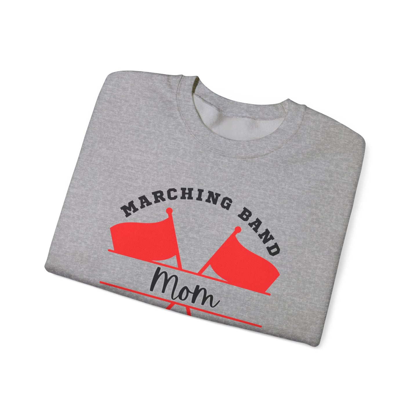 Marching Band Color Guard Mom Unisex Heavy Blend™ Crewneck Sweatshirt in White and Sport Gray