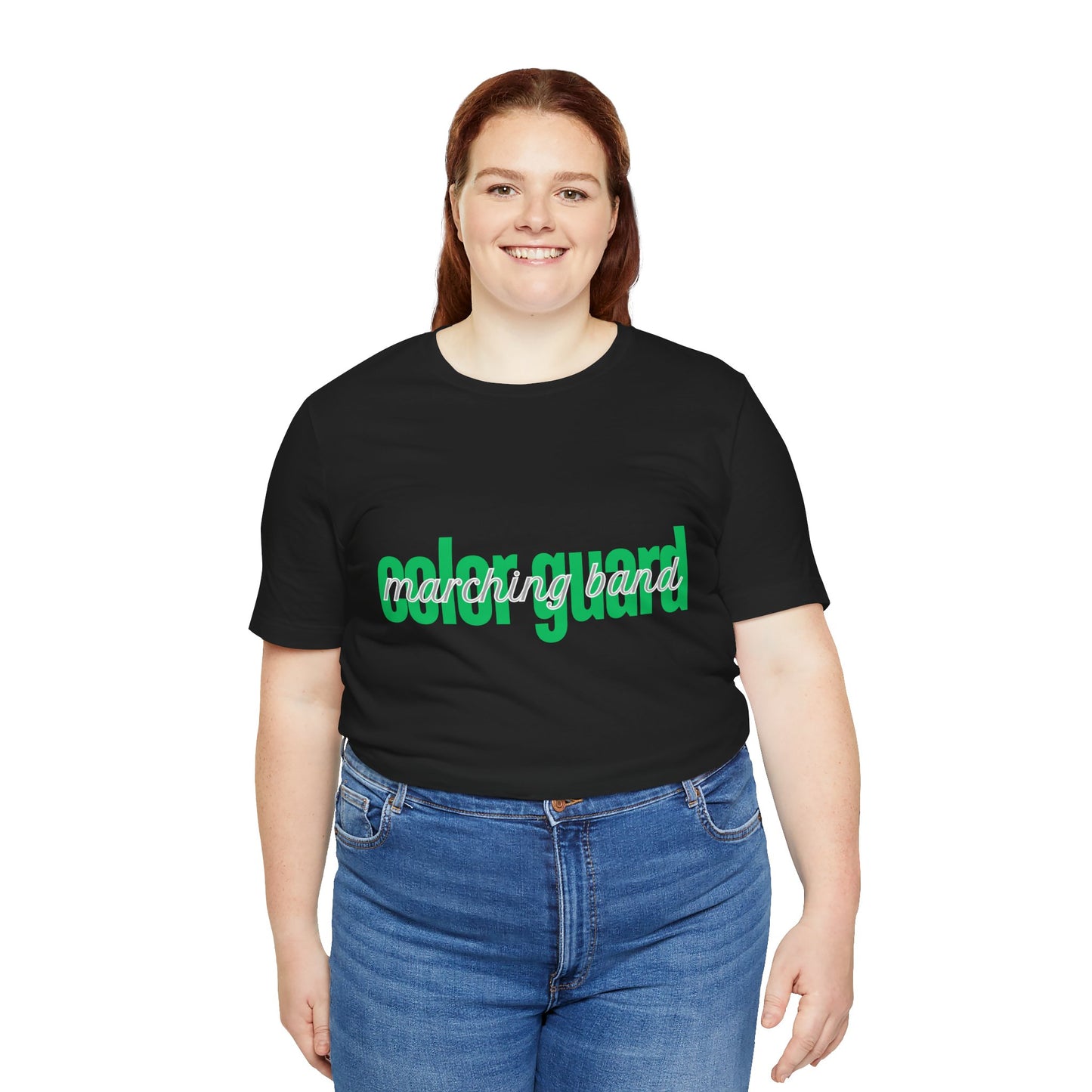 Marching Band Color Guard Green Short Letters Flag Saber Unisex Jersey Short Sleeve Tee