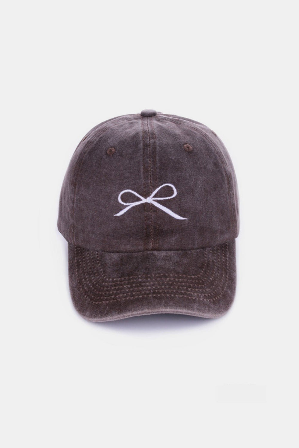 Zenana Bow Embroidered Texture Washed Cotton Caps