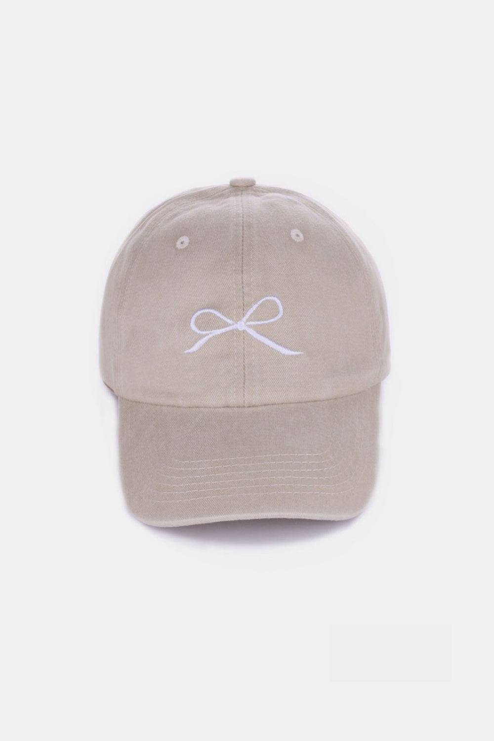 Zenana Bow Embroidered Texture Washed Cotton Caps