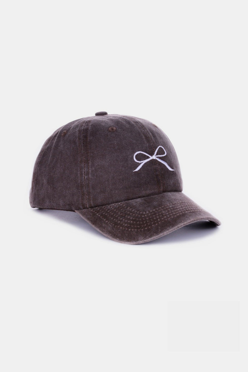 Zenana Bow Embroidered Texture Washed Cotton Caps