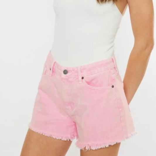 KANCAN Pink Distressed High Rise Frayed Jean Shorts Women's Size Large