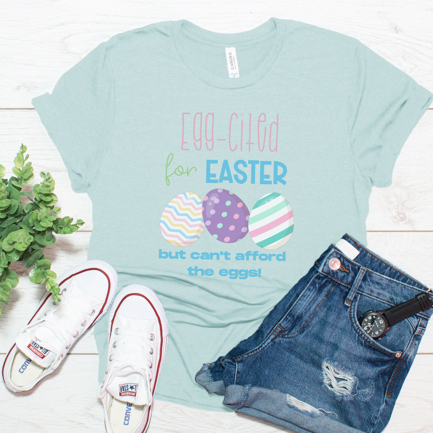 Egg-Cited for Easter Funny Expensive Eggs Unisex Jersey Short Sleeve Tee Small-3XL