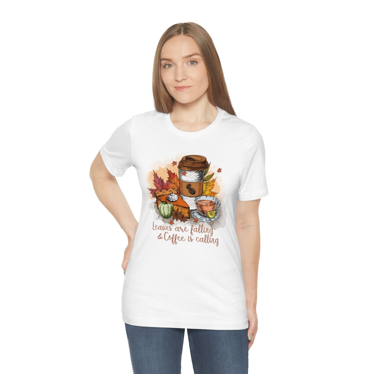 Leaves are Falling and Coffee is Calling Fall Unisex Jersey Short Sleeve Tee S-3XL