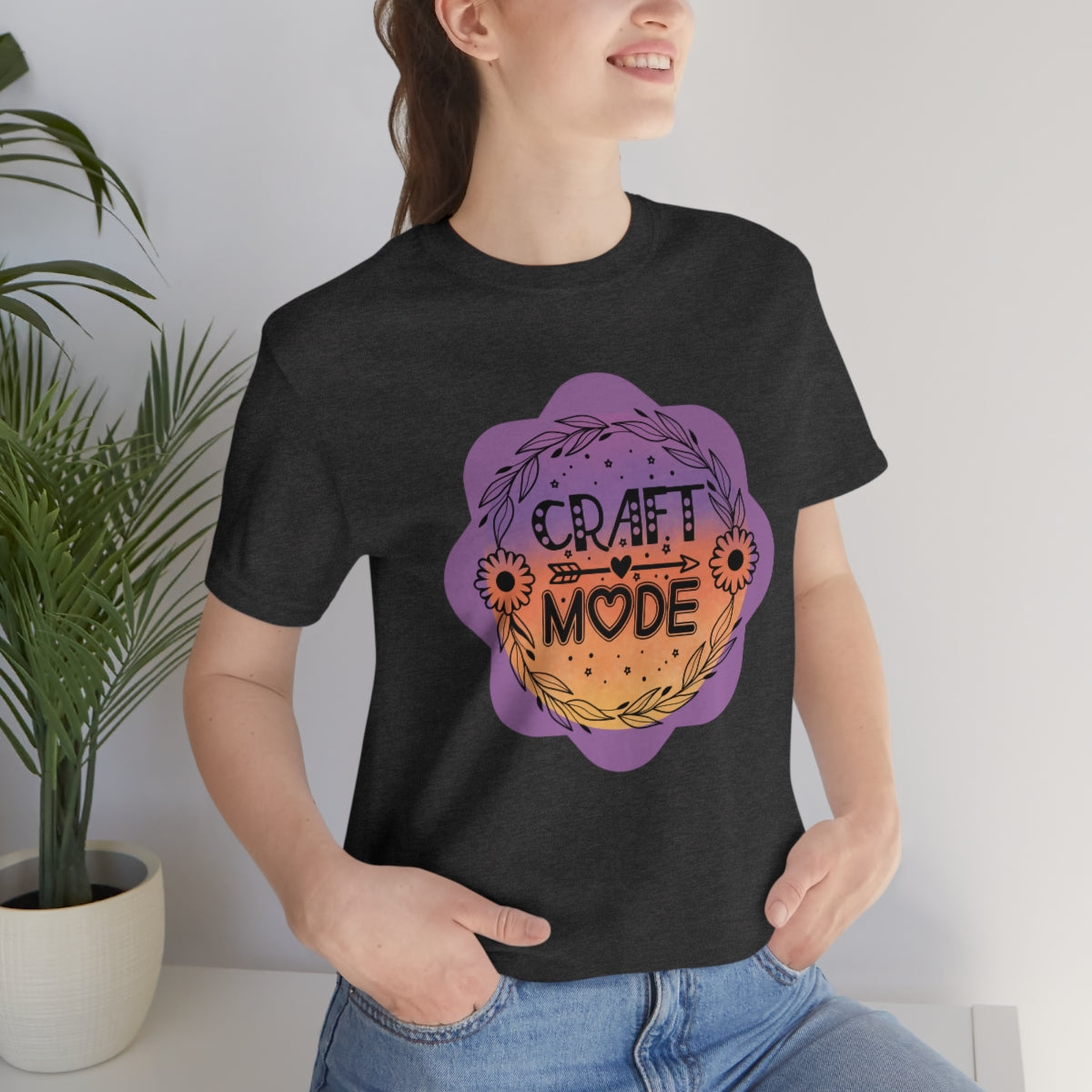 Craft Mode Purple Doodle Flower Unisex Jersey Short Sleeve Tee S-3XL