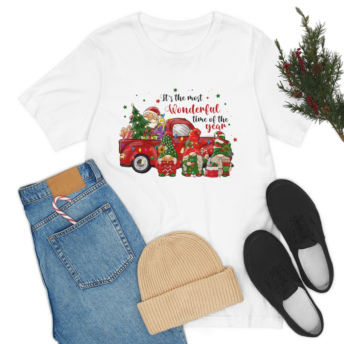 It's the Most Wonderful Time of the Year Santa Gnome Unisex Jersey Short Sleeve Tee S-3XL