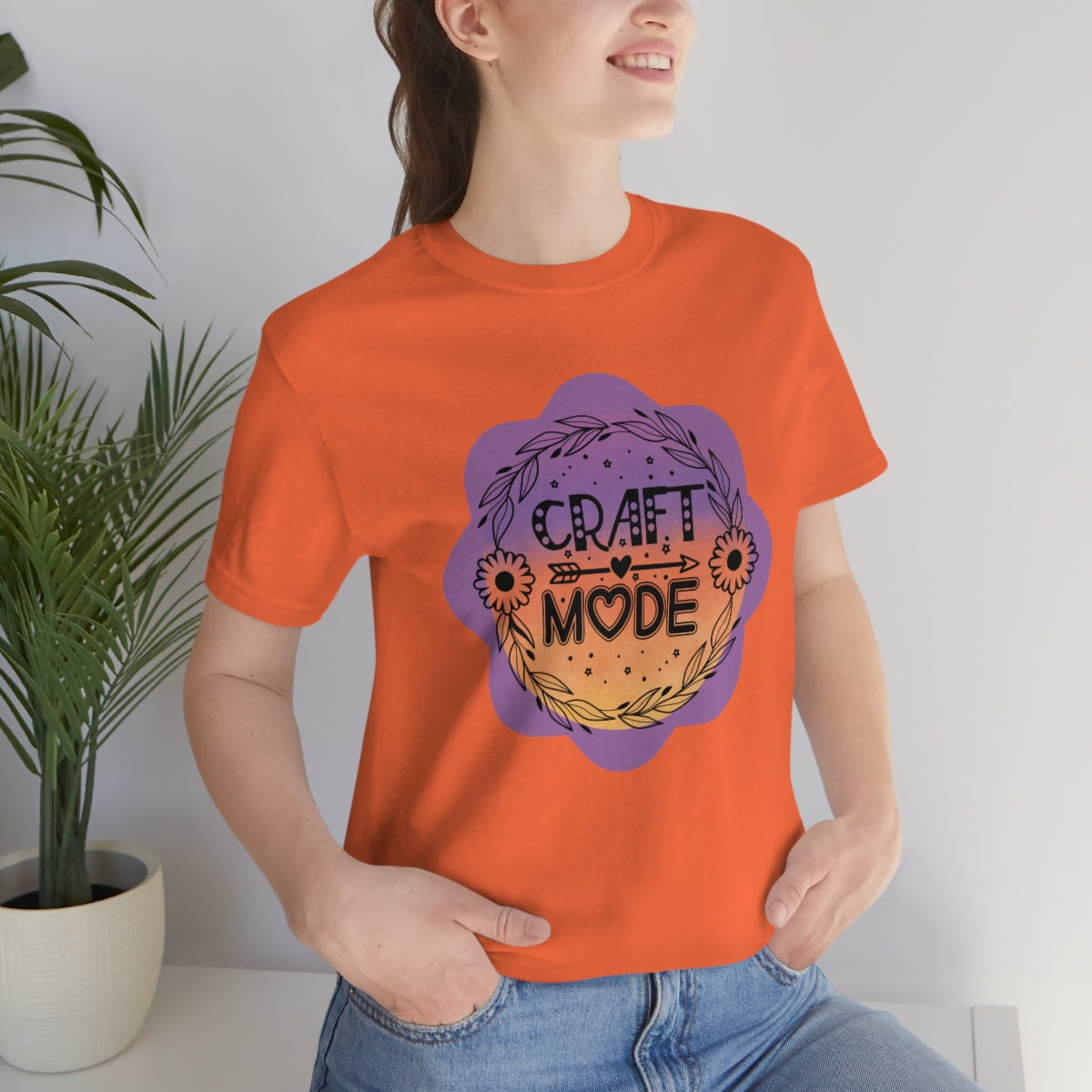 Craft Mode Purple Doodle Flower Unisex Jersey Short Sleeve Tee S-3XL