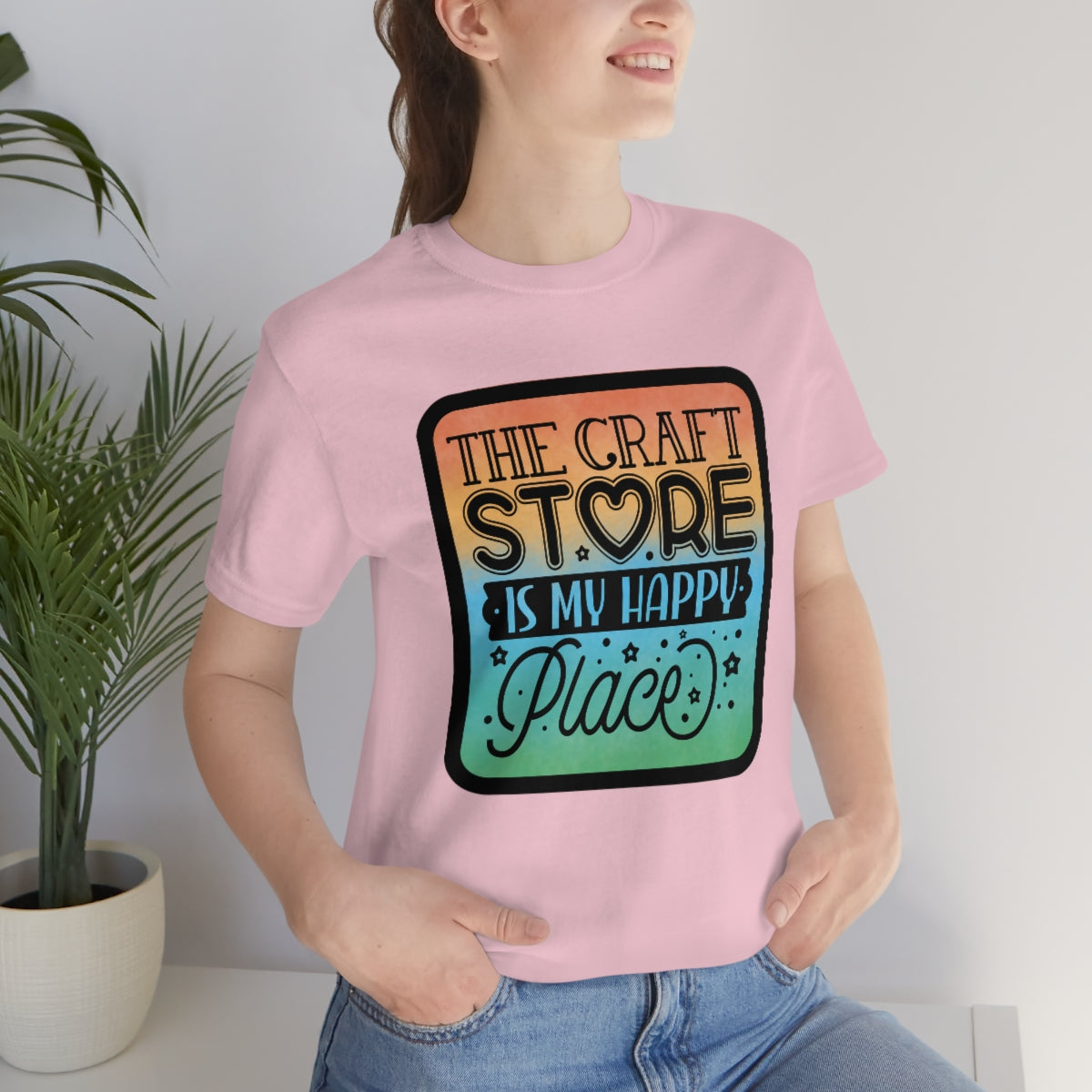 The Craft Store is My Happy Place Ombre Unisex Jersey Short Sleeve Tee S-3xl