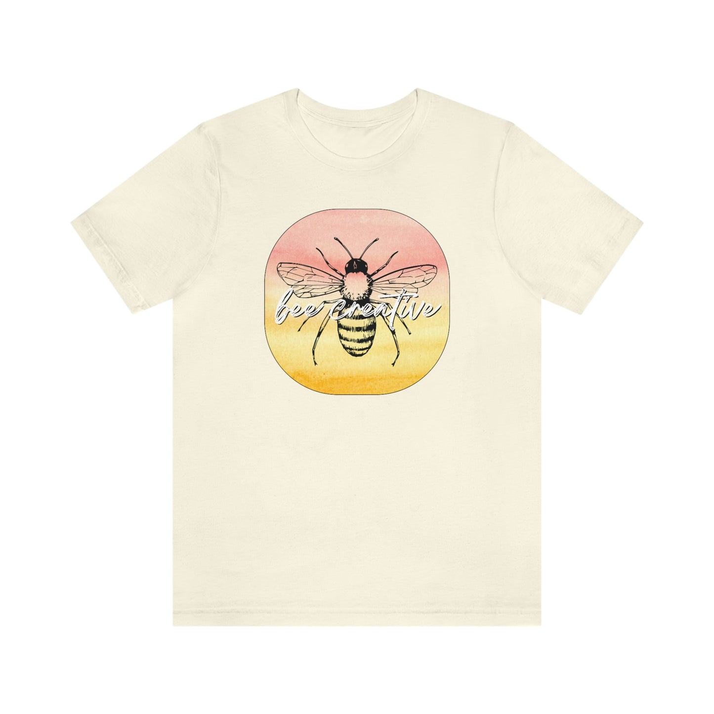 Bee Creative Orange Yellow Ombre Watercolor Background Makers Artists Crafters Unisex Jersey Short Sleeve Tee Small-3XL