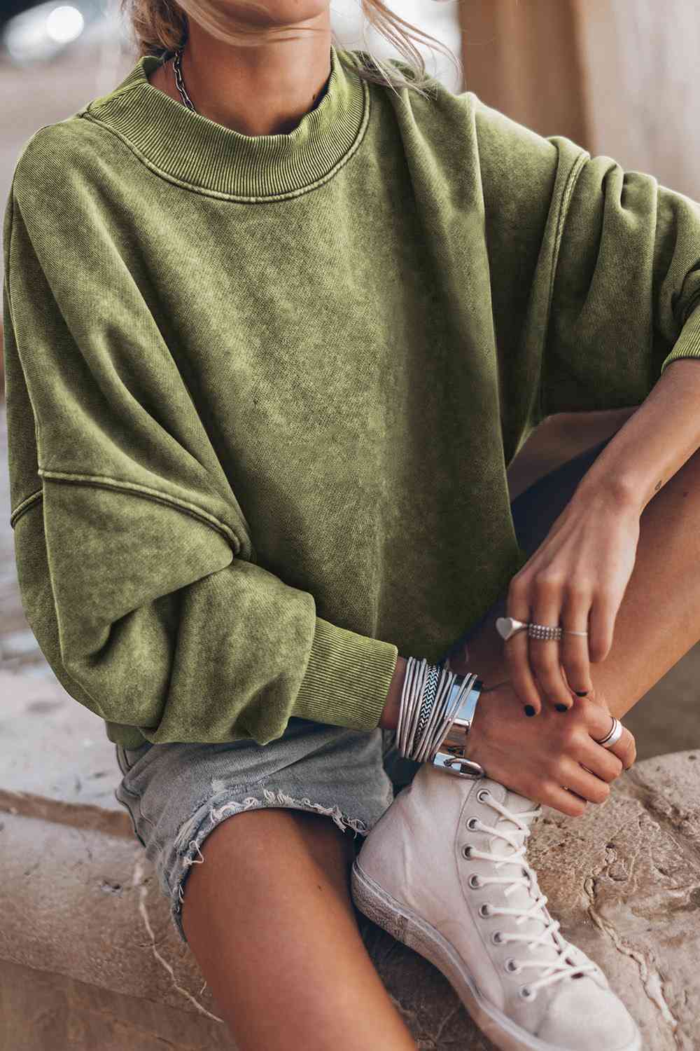 Round Neck Dropped Shoulder Sweatshirt