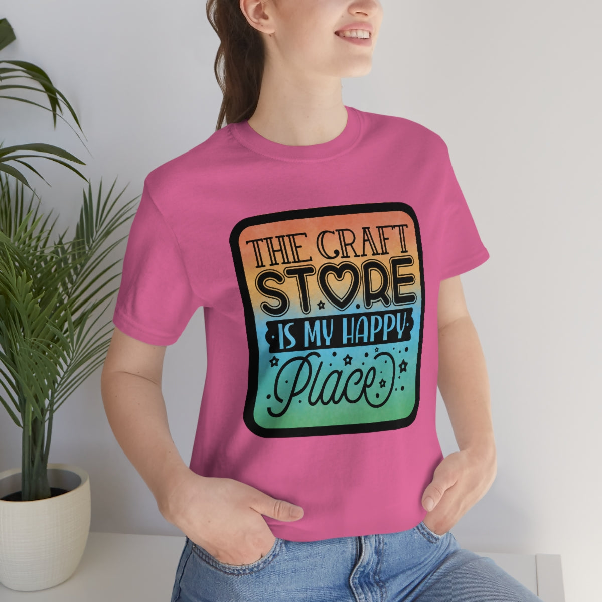 The Craft Store is My Happy Place Ombre Unisex Jersey Short Sleeve Tee S-3xl