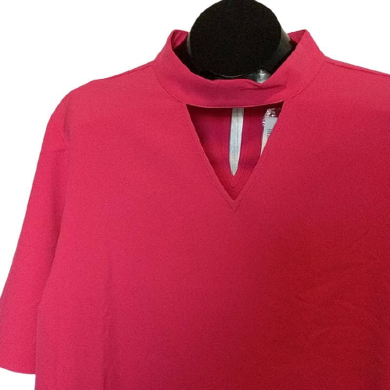 LANE BRYANT Hot Pink Flutter Sleeve Choker Stretchy Top 28